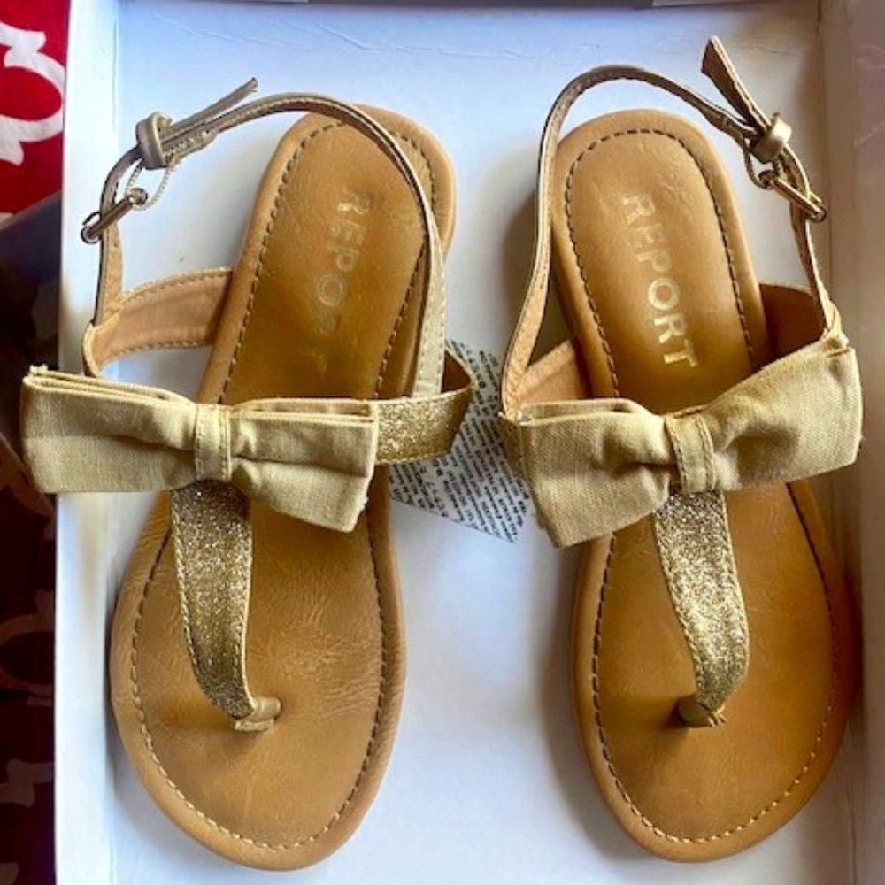 GIRLS Report Sandals SZ 1M GOLD